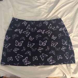 Butterfly Print Black Skirt